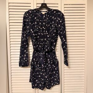 Club Monaco Dark Blue Floral Patterned Romper